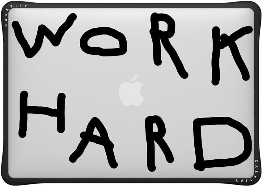 CASETiFY Impact MacBook Air 13" (M1/Intel) Case [Cushioned Impact Corners/Scratch-Resistant/Anti-Slip Grip] - Work Hard Black - Clear Black