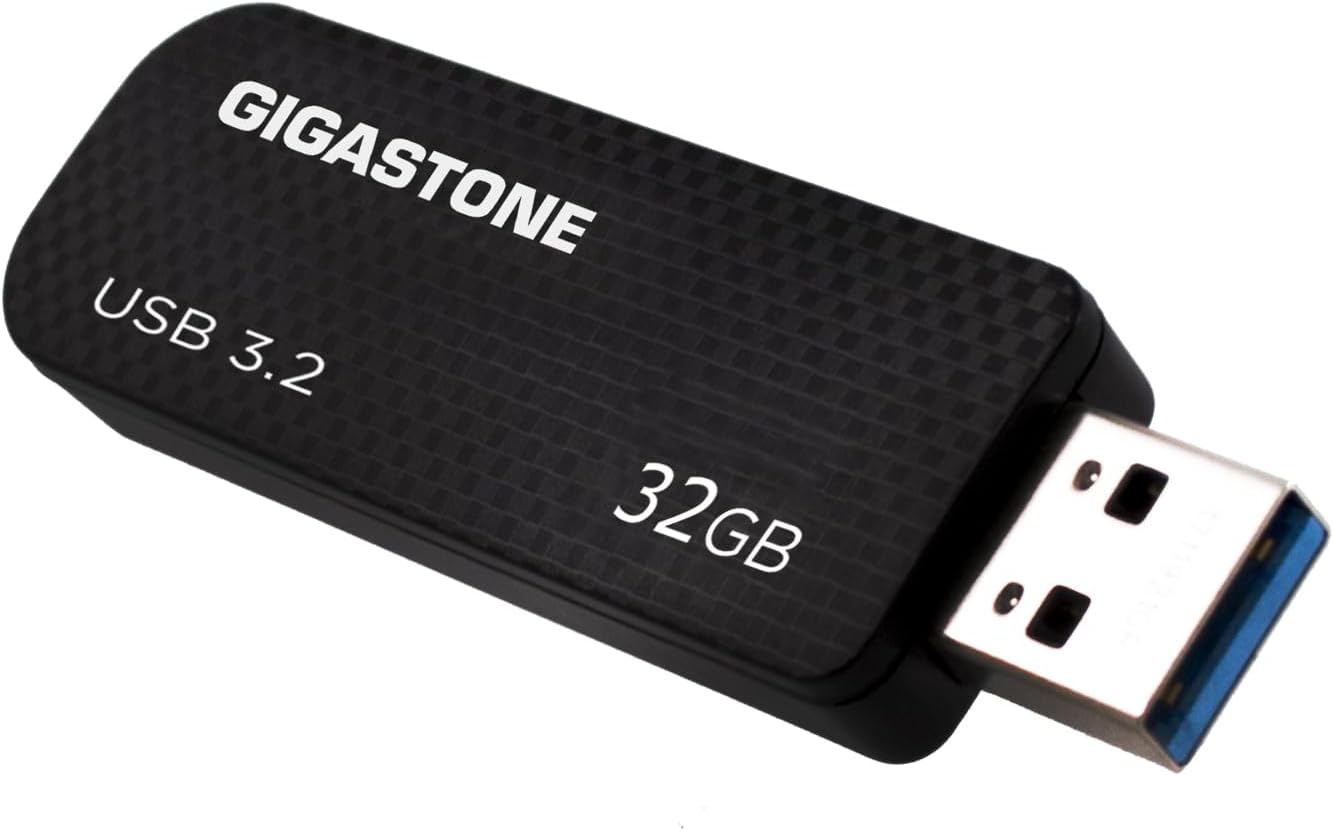 GIGASTONE 32GB Flash Drive (5 Pack) Z30 USB 3.2 Gen 1, 80MB/s Ultra Fast, Keychain Loop, Carbon Fiber Style, Push-Pull Design, Data Storage, Backup for PC/Mac/TV/Car, USB 2.0/3.0/3.1 Compatible