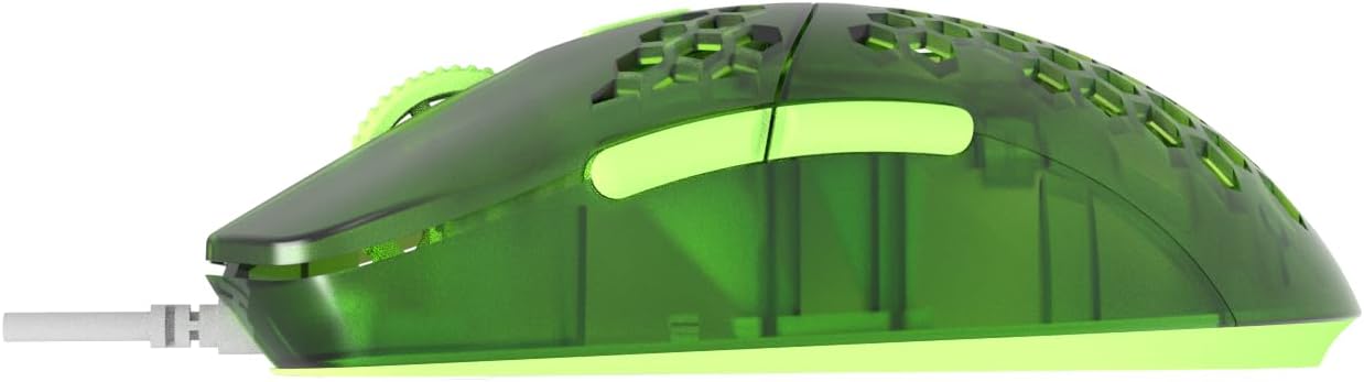 G-Wolves Hati HTM 56g Honeycomb Mouse, PixArt 3389 16000DPI, 6 Programmable Buttons, Low Latency, for Esports (Emerald Green)