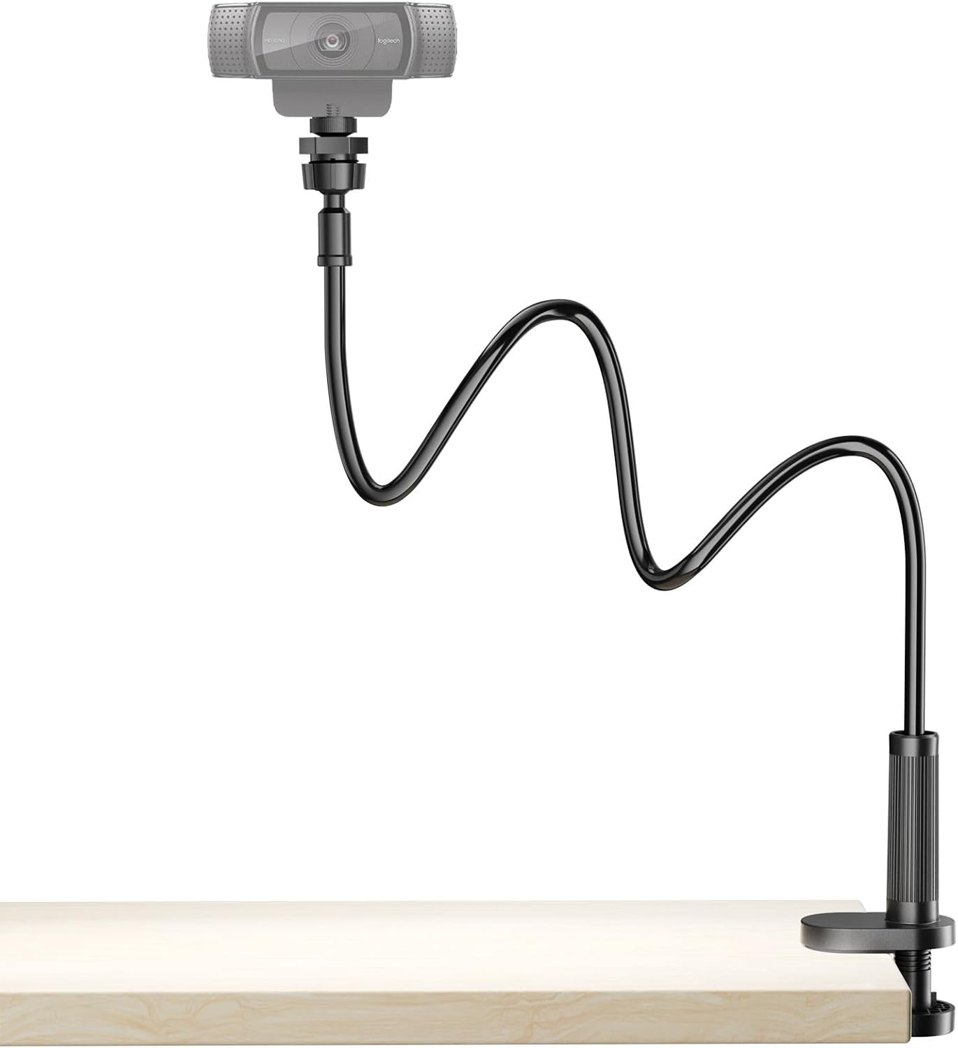 Flexible Webcam Stand Mount for Desk, Gooseneck Webcam Tripod with Clamp, Desktop Phone Holder & Table Top Tripod Compatible with Action Camera Gopro C922 C930e C920S C920 C615 C960 C920x Brio