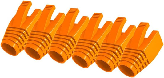 50 Pcs Cat7 Cat7A Cat8 Strain Relief Boot, RJ45 Plug Connector Cover Modular Network Plug Connector Cap Cable Connector Boots, Orange