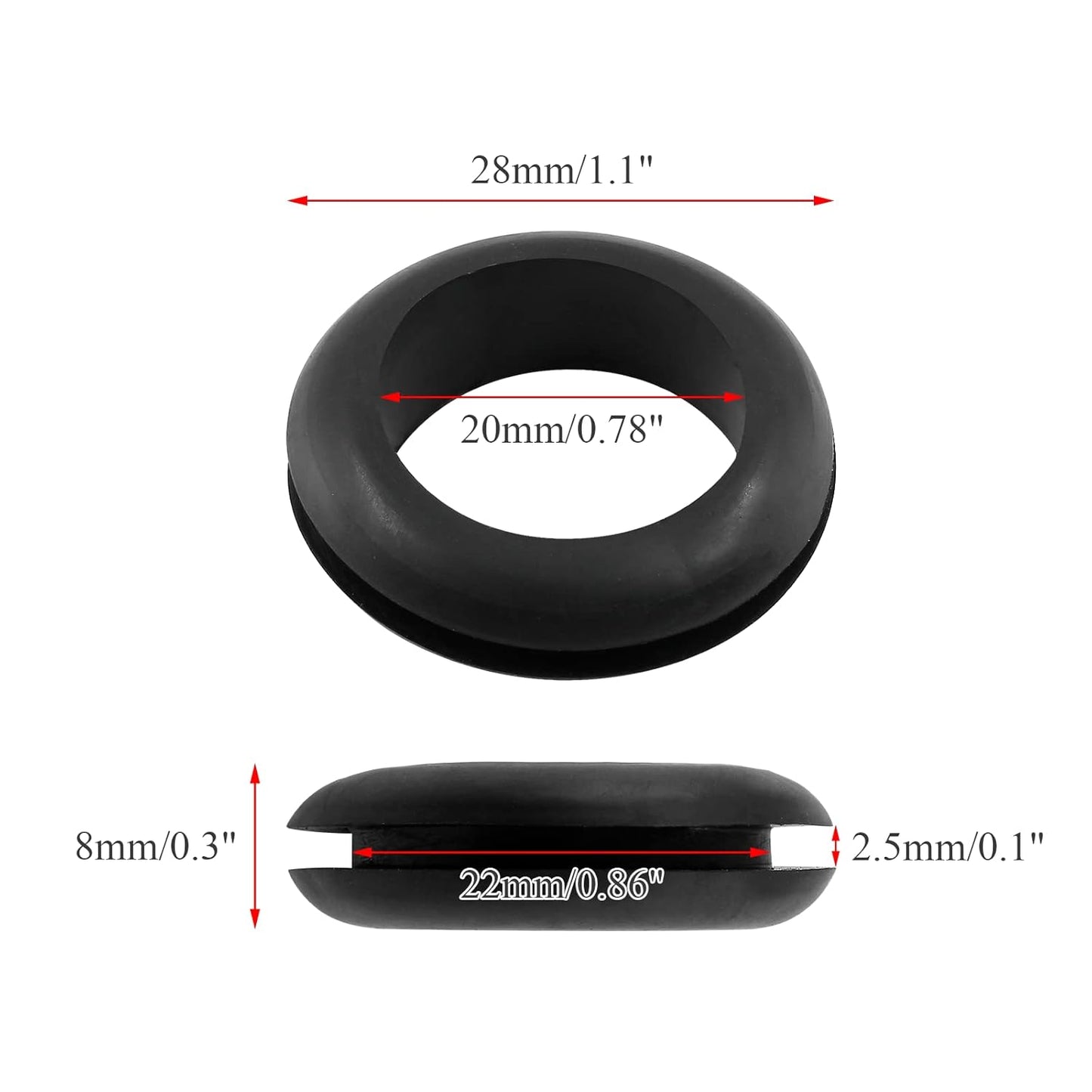 12 Pcs Rubber Grommets, 3/4" Inside Diameter 7/8" Drill Hole Rubber Wire Grommets for Wire, Firewall, Cables, Plugs