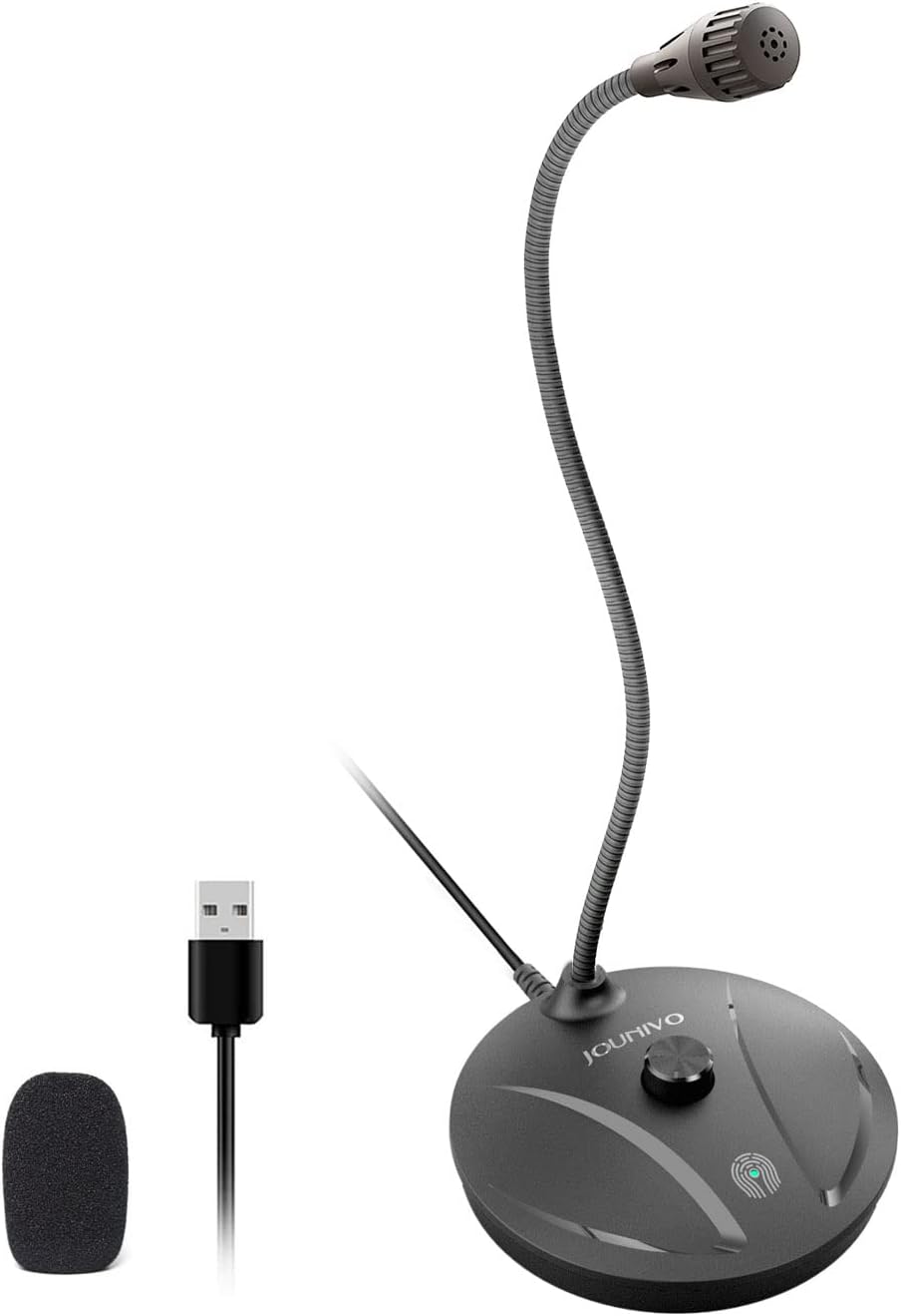 JOUNIVO USB Microphone for Computer, PC/Laptop Mic, Mute Button with LED Indicator, 360 Degree Gooseneck Design, Desktop Microphone for Streaming, Recording, Dictation, Podcasting, YouTube, JV610PRO
