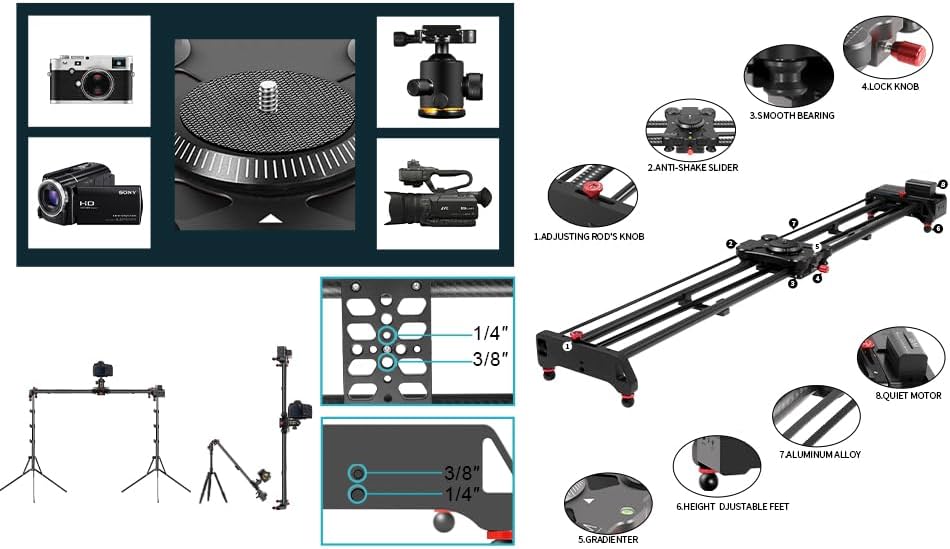 GVM Motorized Camera Slider, 48''/120CM Carbon Fiber Camera Slider with APP Control, Support Video Mode, Time Lapse Photography, Horizontal, Tracking and 120° Panoramic Shooting