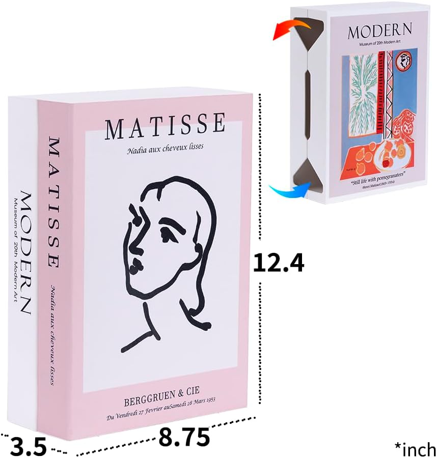 Book Shape Decorative Cable Management Box - Expandable Cable Organizer Box with Magnetic Closure for Home & Office (Modern Matisse, Large)