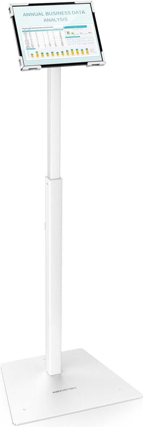 AboveTEK Security iPad Kiosk Floor Stand, Anti-Theft POS Tablet Stands for Retail Business, Height Adjustable Tablet Floor Stand, 360° Swivel Universal Locking Holder Fits 9.7"-13" iPads/iPad Pro/Air