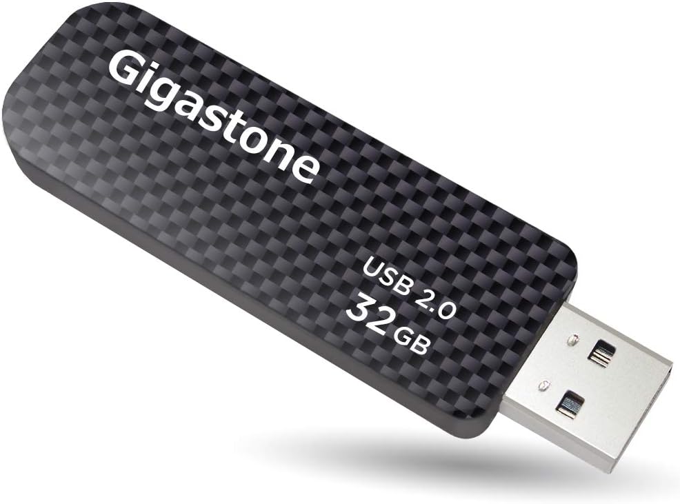 GIGASTONE V30 32GB USB 2.0 Flash Drive, Retractable Sliding Design Pen Drive, Carbon Fiber Style Thumb Drive, Reliable Performance & Durable