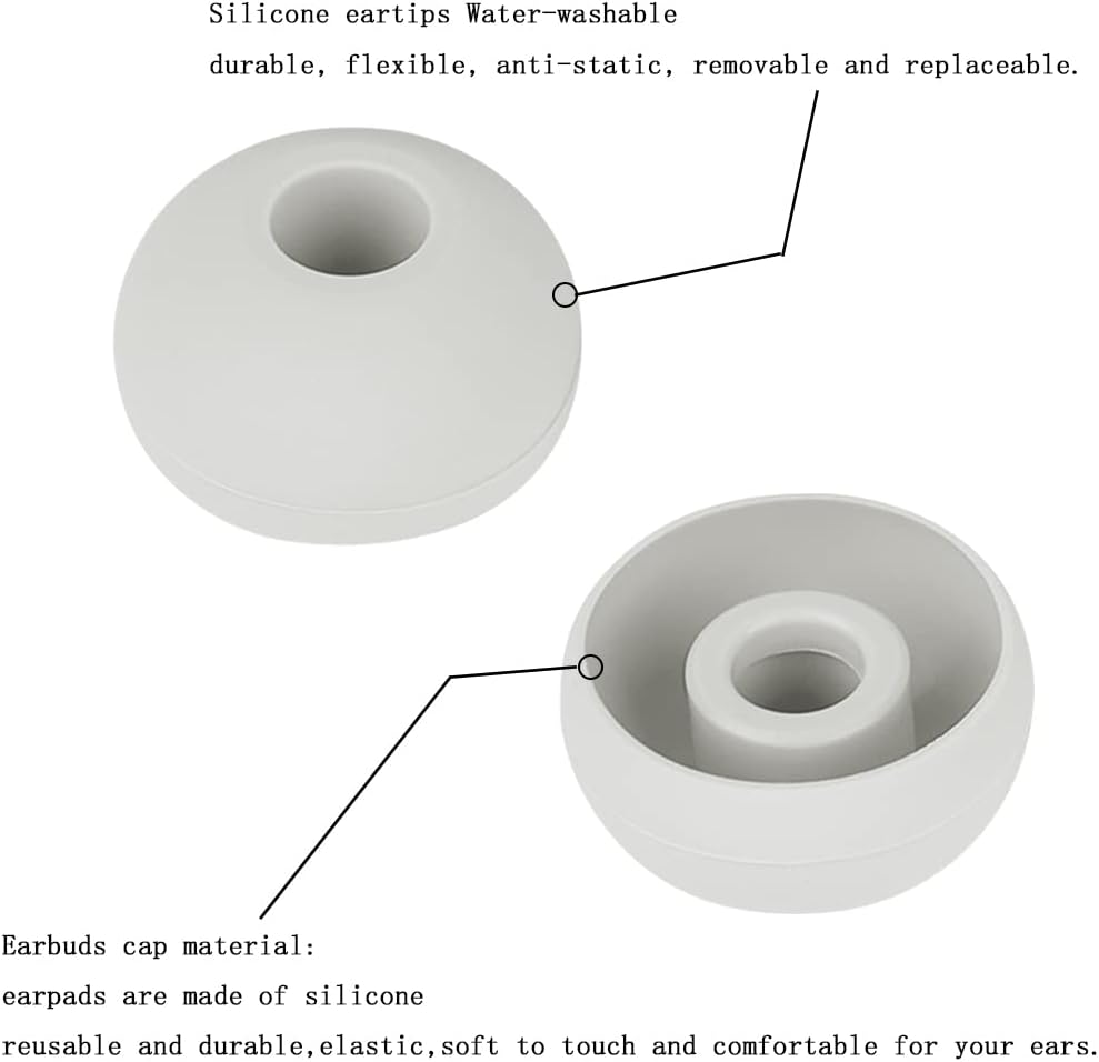 4 Pairs Silicone Ear Tips Earbuds Replacement Tips Earbuds Cap Eartips Tips Compatible with Powerbeats 1/2/3 Wireless Beats by Dre Headphones (Light Gray)