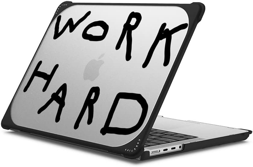 CASETiFY Bounce MacBook Pro 16-inch (M3/M4) Case [Enhanced Protective Corner Design/Ventilation Cutouts/Anti-Slip Grip] - Work Hard Black - Clear Black