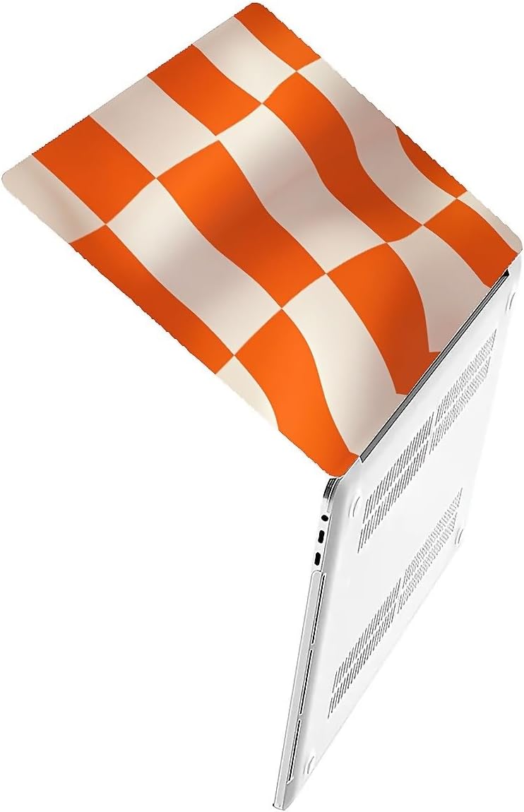 Compatible with MacBook Air 13.3 13.6 Inch Case 2022 2021 2020 2019 Plastic Hard Shell Case Cover,13.6 Air (A2681) M2 2022, Orange and White Checkered Flag