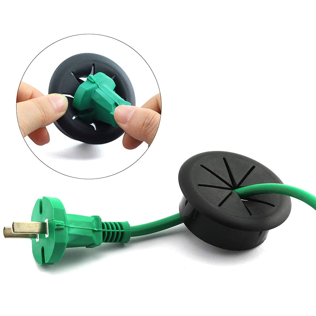 HJGarden 2PCS 2Inch (50mm) Desk Cord Grommets Wire Cable Hole Cover for Office PC Desk Cable Cord Cover Black