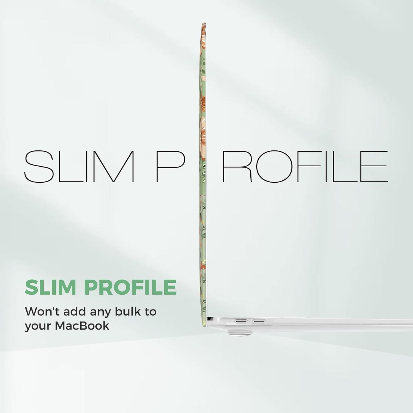 iCasso for MacBook Air 13 inch Case 2020 2019 2018 Release A2337 M1 A2179 A1932, Flower Hard Shell Protective Case for MacBook Air 13.3 inch + Keyboard Cover + Screen Film, Green Flower