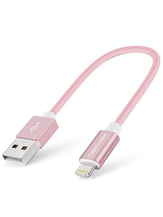 CableCreation USB A to Lightning Cable 6inch, Short iPhone Charging Data Sync Cord [MFi Certified] for iPhone 14/14 Pro, AirPods Pro, iPad, 0.15M, Pink