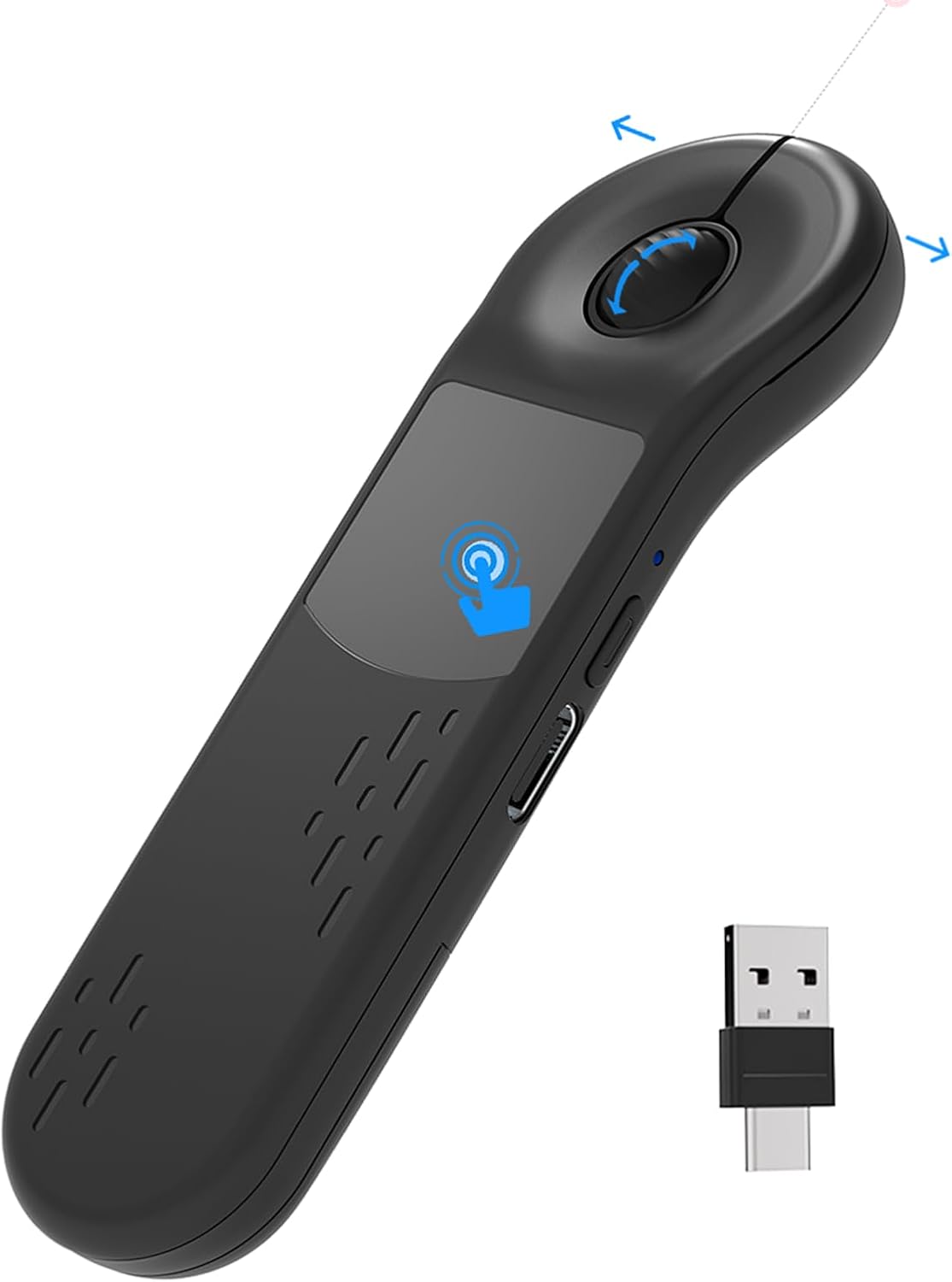 Air Mouse for PC/iOS/Android with Touchpad Rechargeable Wireless Presentation for PPT Pointer Bluetooth 2.4G Remote Control for PowerPoint/Keynote/Tiktok/Camera/Kindle App (Black)