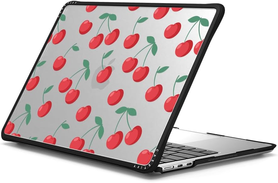 CASETiFY Impact MacBook Air 13.6" (M2-M4) Case [Cushioned Impact Corners/Scratch-Resistant/Anti-Slip Grip] - Cherries - Clear Black
