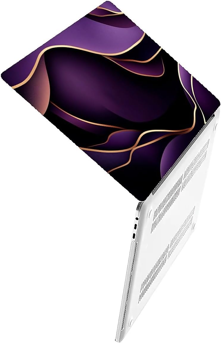 Compatible with MacBook Air 13.3 13.6 Inch Case 2022 2021 2020 2019 Plastic Hard Shell Case Cover,13.3 Pro(A1706/A1708/A1989/A2159/A2289/A2338), Purple and Gold Color Line