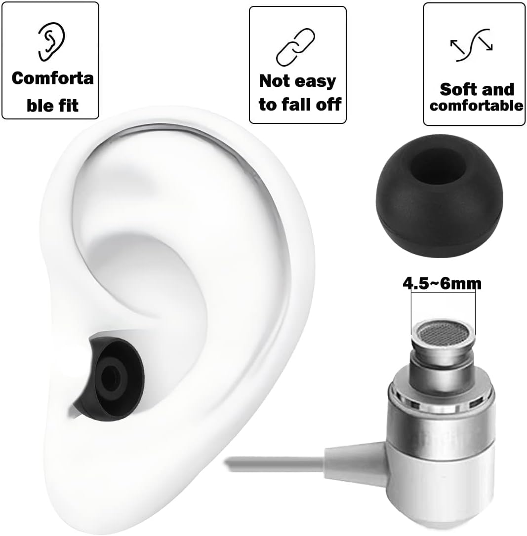 Earbud Tips - 9 Pairs, Compatible with Powerbeats 2/3, LG, Samsung - Black