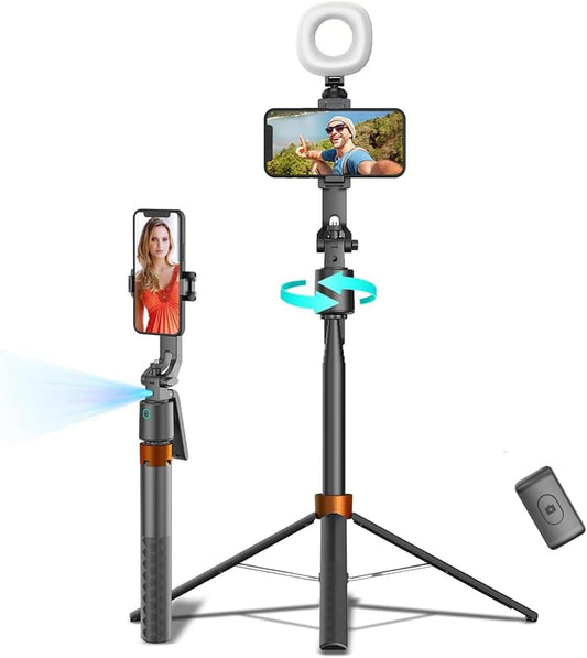 Auto Face Tracking Phone Holder, 360° Rotation Phone Tripod with Wireless Remote and Phone Holder, Selfie Stick Tripod for iPhone、Android Phone, Applied to YouTube, Vlog/TIK Tok