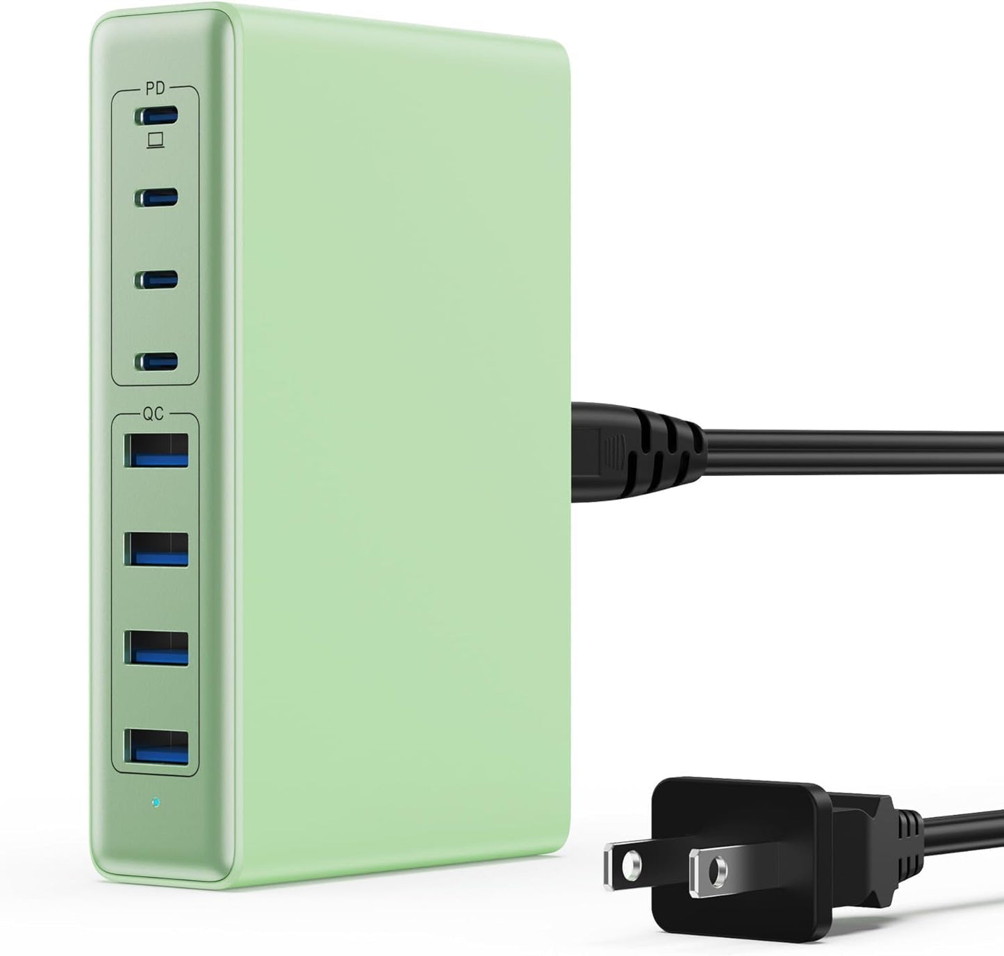 105W USB C Charger Block,8-Ports GaN III Fast Charging Station Hub,QC4.0+PD 65W Laptop Charger Wall Chargers Power Adapter for MacBook Pro/Air,DELL,Steam Desk,iPhone 16/15,iPad,Galaxy S25,Pixel-Green