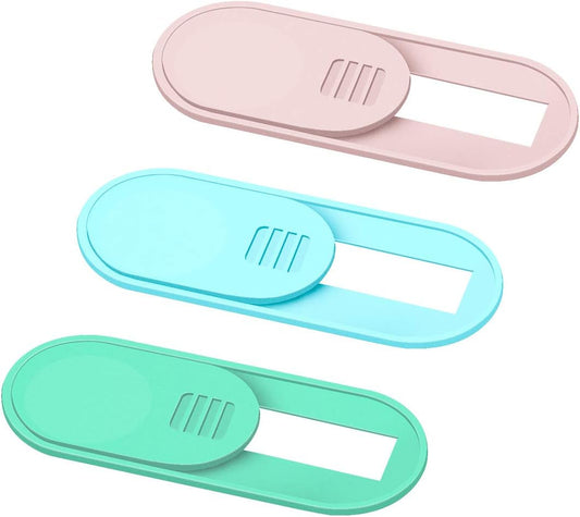 Webcam Cover Slide, Ultra Thin Phone Camera Cover, Camera Cover Blocker for Macbook, iMac, Laptop, Desktop, Pc, iPad, iPhone, Smartphone Protect Your Visual Privacy Security (Pink/Blue/Green-3 Pack)