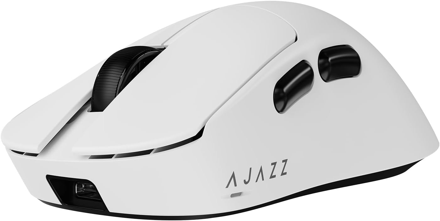 AJ179PRO PAW3395 26000 DPI Gaming Mouse, 8000Hz Polling Rate, 58g Ultra-Light, Tri-Mode (2.4G/Wired/Bluetooth 5.2), Magnetic RGB Charging Dock, Ergonomic Right-Hand Design, White