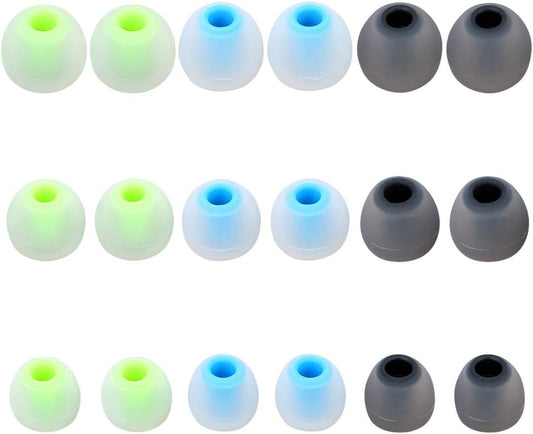 Brandless Earbud Tips Replacement - 9 Pairs SML, SENSO, TOZO, Sony Compatible, Soft Silicone, Black, Green, Blue