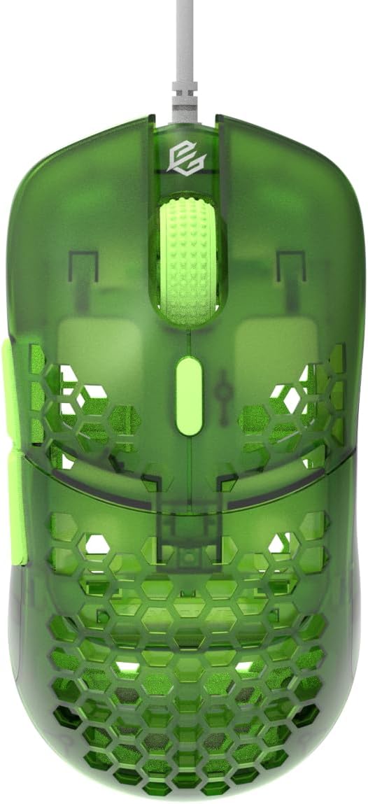 G-Wolves Hati HTM 56g Honeycomb Mouse, PixArt 3389 16000DPI, 6 Programmable Buttons, Low Latency, for Esports (Emerald Green)