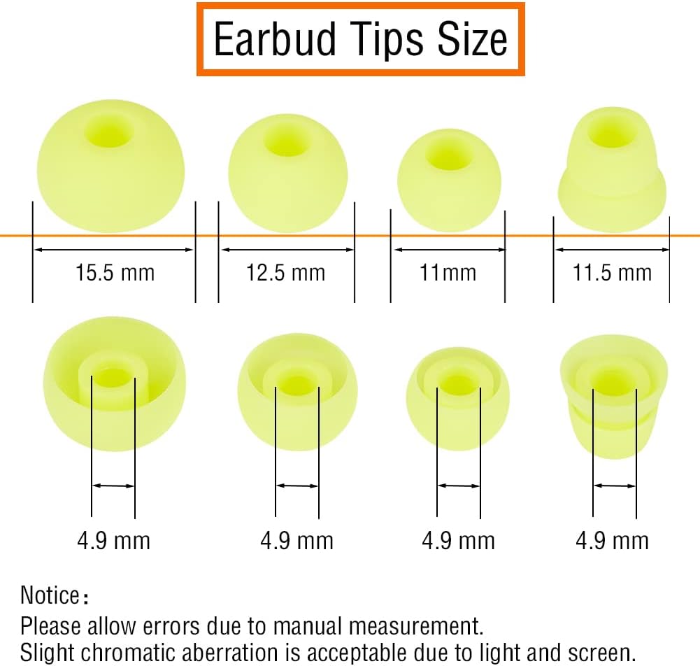 4 Pairs Silicone Replacement Earbud Tips Earbud Cap Compatible with Powerbeats 1/2/3 Wireless Beats by Dre Headphones,Ear Bud Tips(Yellow)