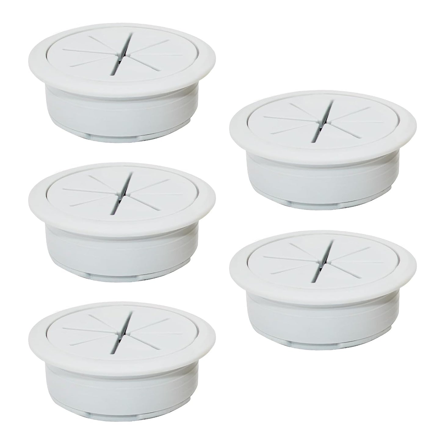 5 Pcs Desk Grommet 2" / 50 mm, Desk Hole Cover for Cables Grey, Cable Grommet ABS Plastic, Desk Hole Grommet for Home & Office Pc, Detachable Cable Cord Organizer