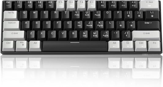 60% Mechanical Gaming Keyboard,Mixed Color Keycaps Gaming Keyboard with Linear Red Switches, Detachable Type-C Cable Mini Keyboard with Blue LED Light for PC/Laptop