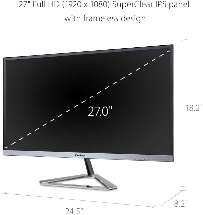 ViewSonic VX2776-SMHD 27 Inch 1080p IPS Monitor with FreeSync, Ultra-Thin Bezels, HDMI and DisplayPort