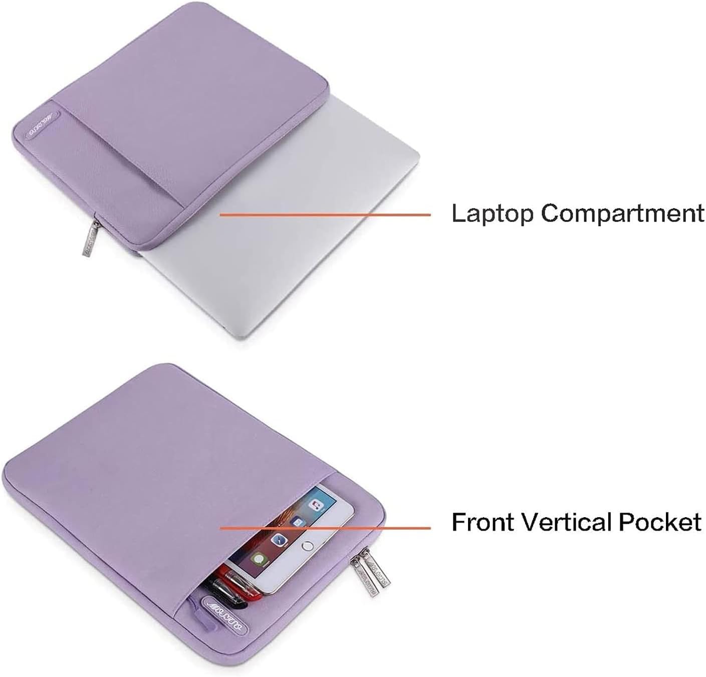 MOSISO Laptop Case 14 inch, 14 inch Laptop Sleeve Compatible with HP Lenovo Dell ASUS Acer, HP Stream, Dell Latitude, Lenovo IdeaPad, Polyester Vertical Computer Sleeve Bag with Pocket, Purple