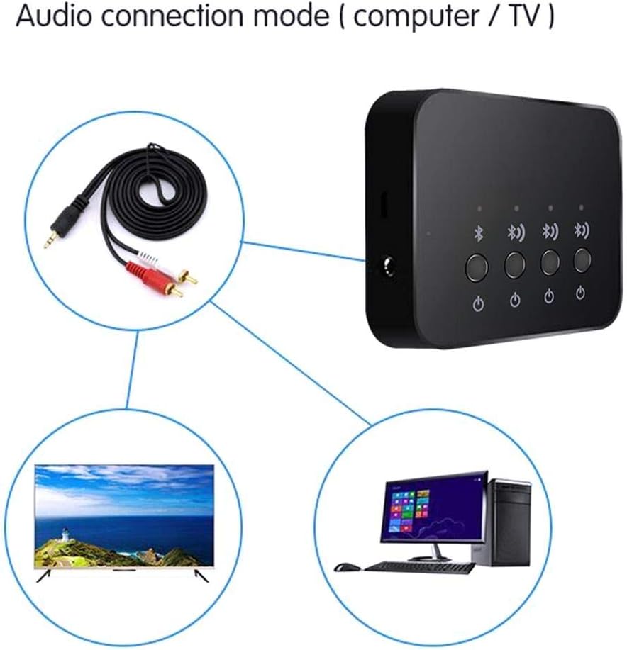 Bluetooth 4.0 Audio Sharer Audio Adapter 3.5mm Wired Stereo Music Sharing Device 1 in 3 Out Bluetooth and Audio Cable Connection Mode