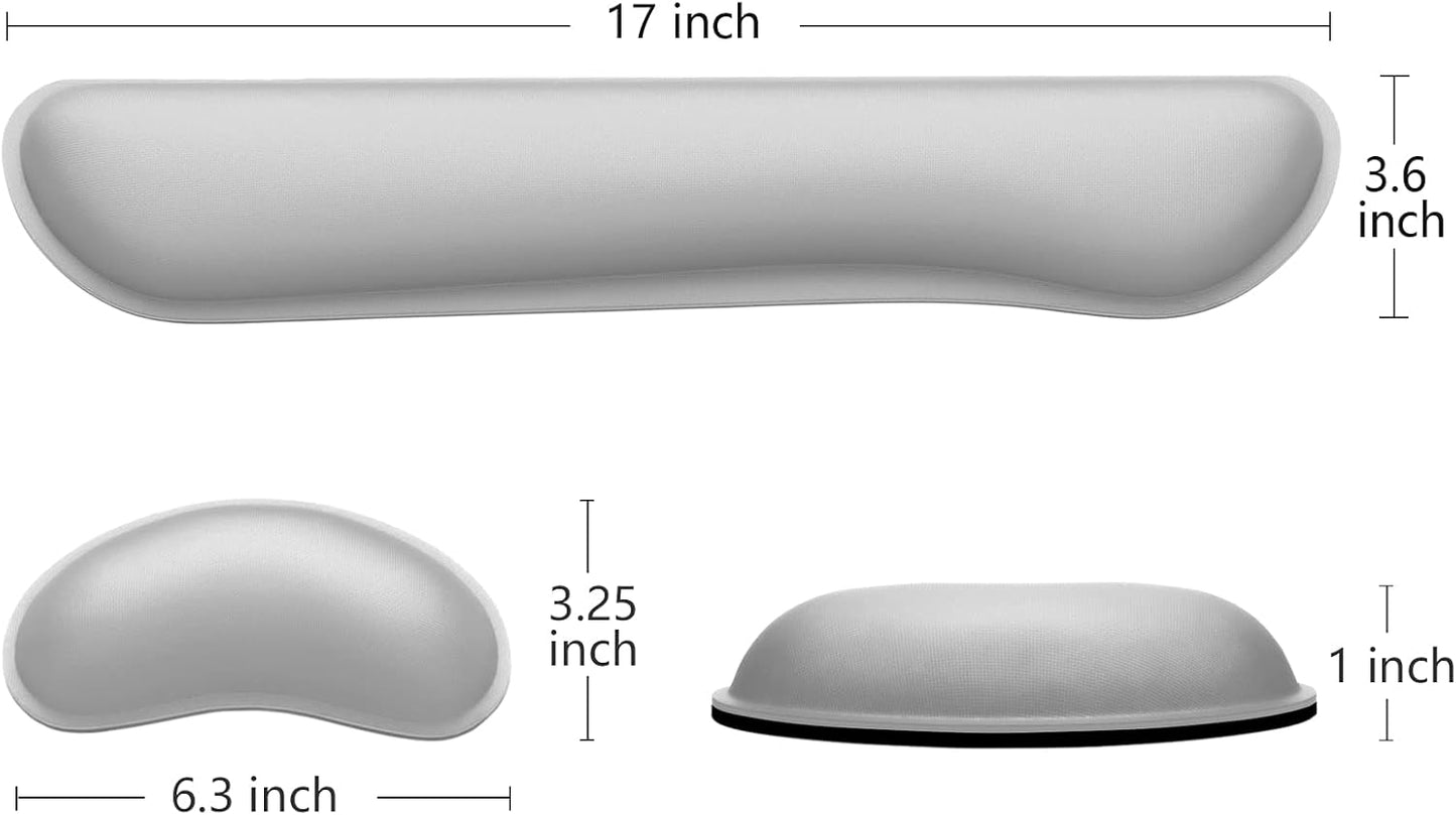 Dapesuom Enlarge Keyboard Wrist Rest, Memory Foam Wrist Cushion for Desk Mats Support, Cute Typing Pain Relief Keyboard Mouse Pad Rests Set with Non-Slip Base for Gaming Laptop Office, Space Gray