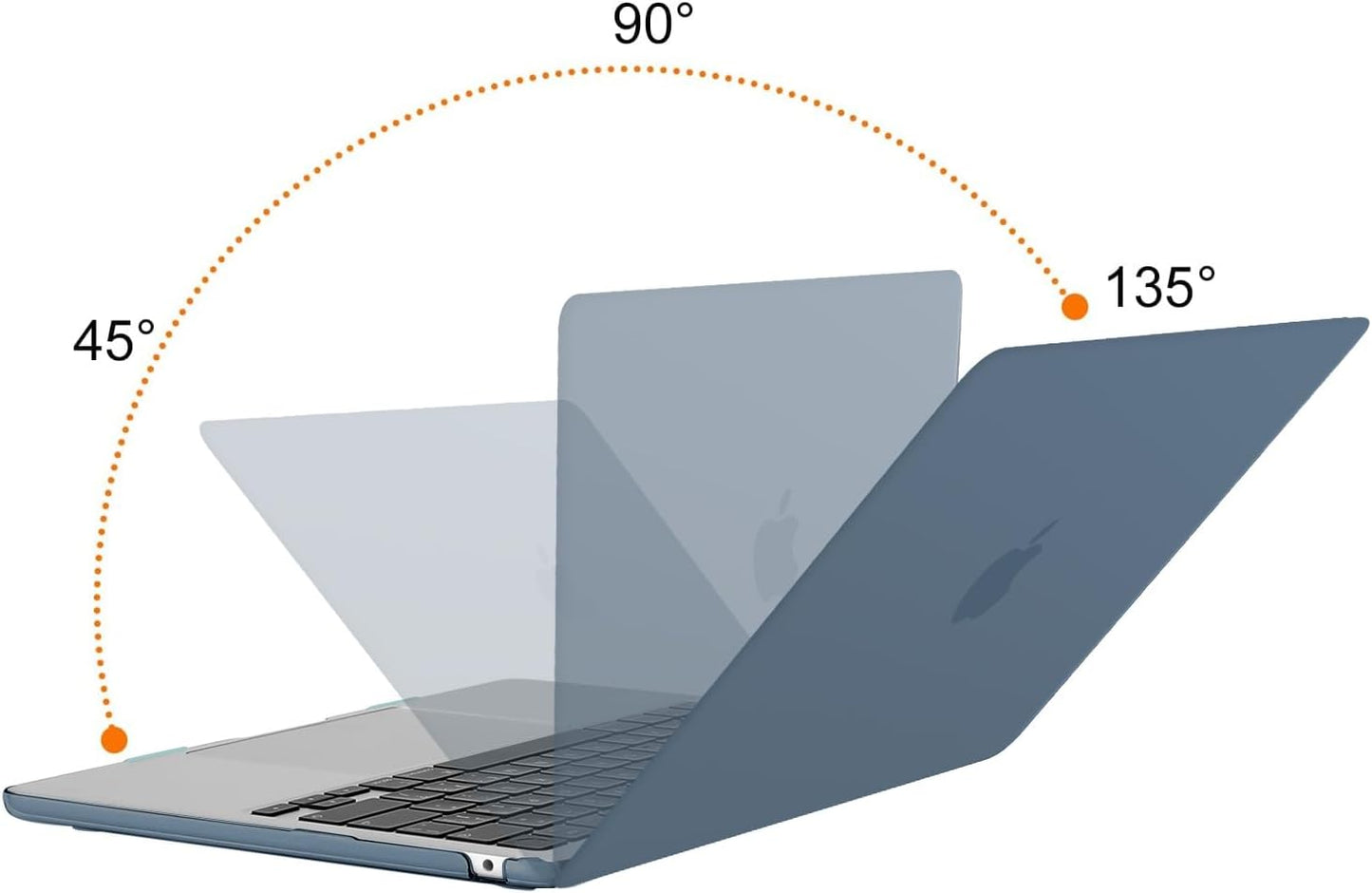 MOSISO Compatible with MacBook Air 13 inch Case 2025 2024 2023 2022 M4 A3240 M3 A3113 M2 A2681, Plastic Hard Shell&Keyboard Cover&Screen Film&Type C for MacBook Air 13.6 inch Case, Steel Blue