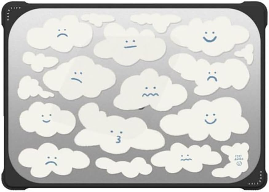 CASETiFY Bounce MacBook Pro 16-inch (M3/M4) Case [Enhanced Protective Corner Design/Ventilation Cutouts/Anti-Slip Grip] - Cute Clouds by Eggsdoodz - Clear Black
