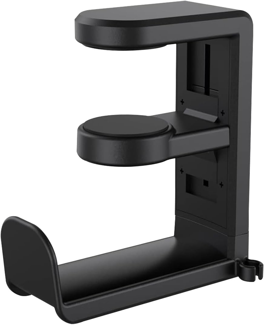 Adjustable Headphone Stand Holder - Universal Desktop Organizer for Gaming/Office Setup - Durable & Lightweight Design - Easy Installation - Modern Accessory - Black