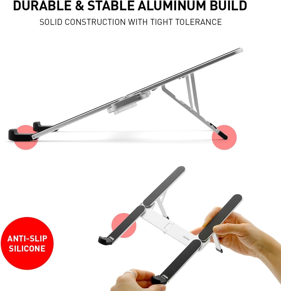 NSMO Laptop Stand - Foldable, Adjustable, Ergonomic Aluminum Stand with 5-Level Height Adjustment, Heat Dissipation, Non-Slip Design, Portable for 11”-16” Laptops, Gaming, Office, Travel