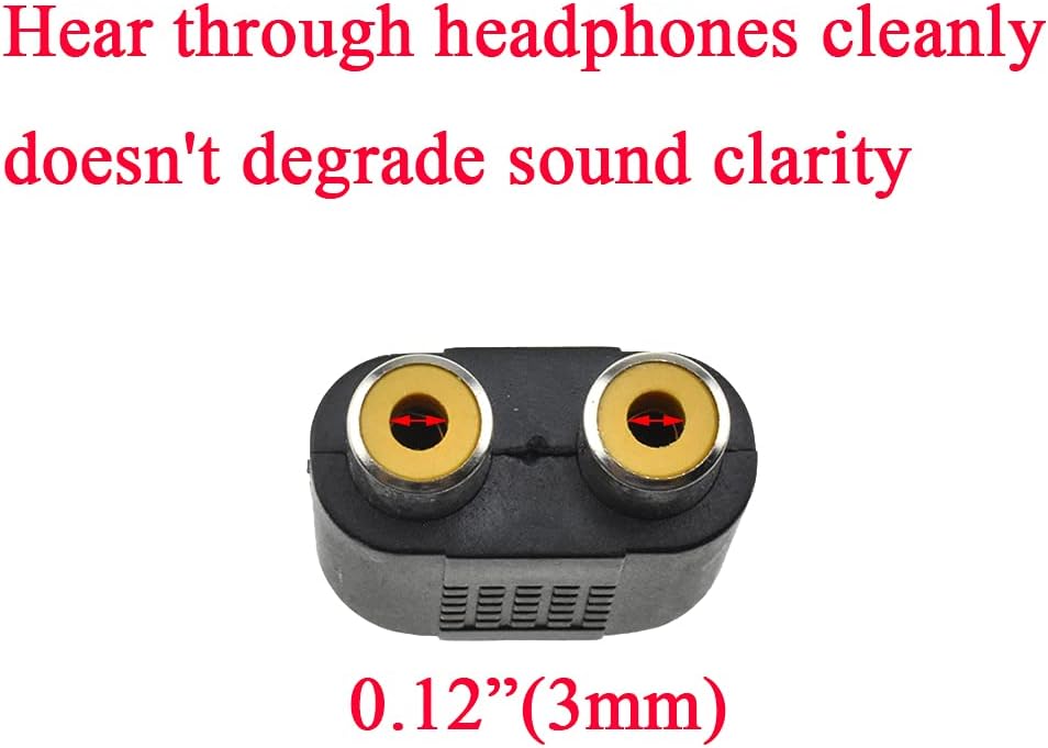 Hahiyo 3 RCA F-2x3.4 RCA F Stereo Plug Interconnect Audio One Male 3.4mm(1/8inch) Two Male 3mm(1/8inch) Adapter Splitter Good Signal Sound Snap Tight Not Wobble for Headphone Guitar Black 2pcs