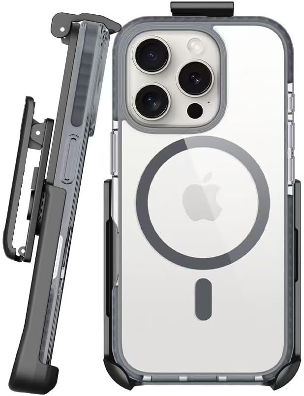 BELTRON Belt Case for iPhone 16 Pro, Slim Protective Transparent Case & Rotating Belt Clip Holster Combo (Compatible with MagSafe)