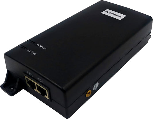 Poe Texas PoE Injector - 802.3bt PoE++ Single Port 4 Pair Power Over Ethernet Injector - 6KV Surge Protection - Active PoE Adapter 55V 60W Output - 10/100/1000 Gigabit Data - Wall Mount Plug & Play