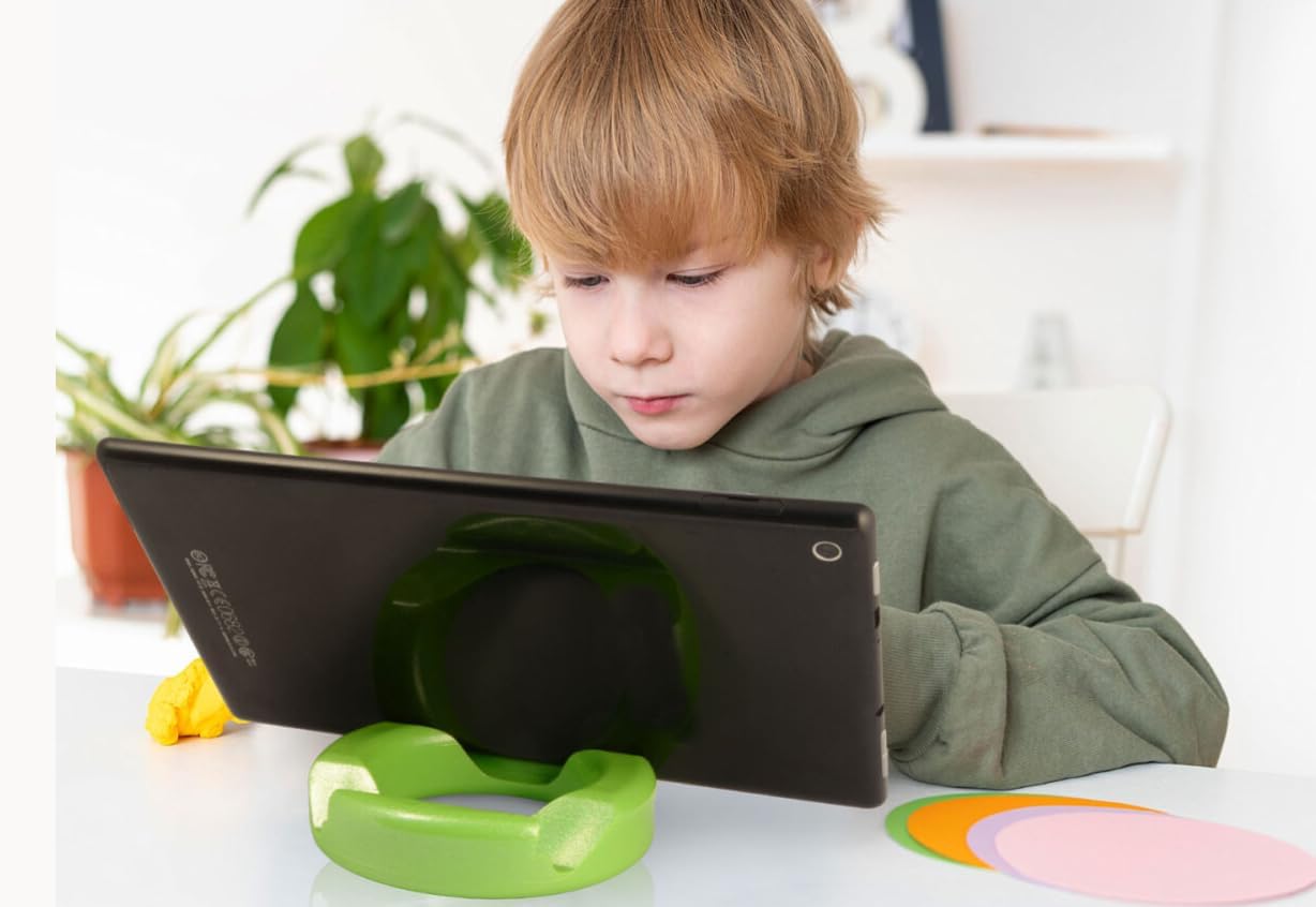 GoDonut – Phone Stand Original – Cell Phone Holder + Tablet Stand Desk Organizer – Compatible with Tablet, iPhone 16 15 14 Pro Max, Android & Most Smartphones - Lime Green