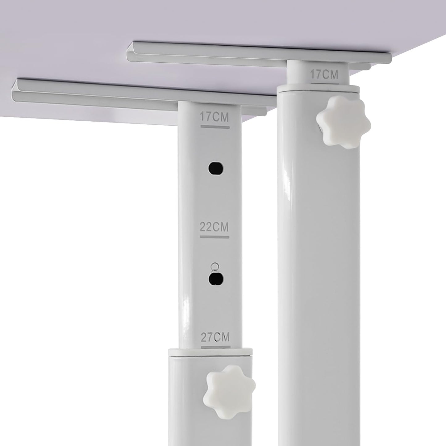 Clamp-On Monitor Stand Riser with Phone/Pad Holder, Height Adjustable from 6.7" to 10.7", Computer Desk Shelf for Laptop, PC, Home Office Workstation (White)