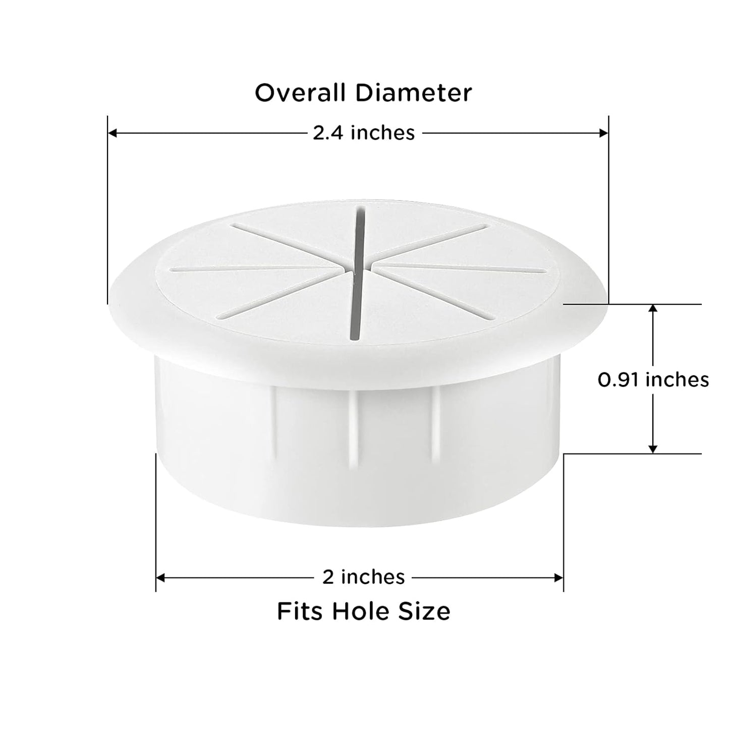 HYCC 2 Pack 2 Inch Flexible Desk Grommet,Organize Wires and Cables on Office Equipment, Computer Components, Entertainment Systems Effectively - Color: White