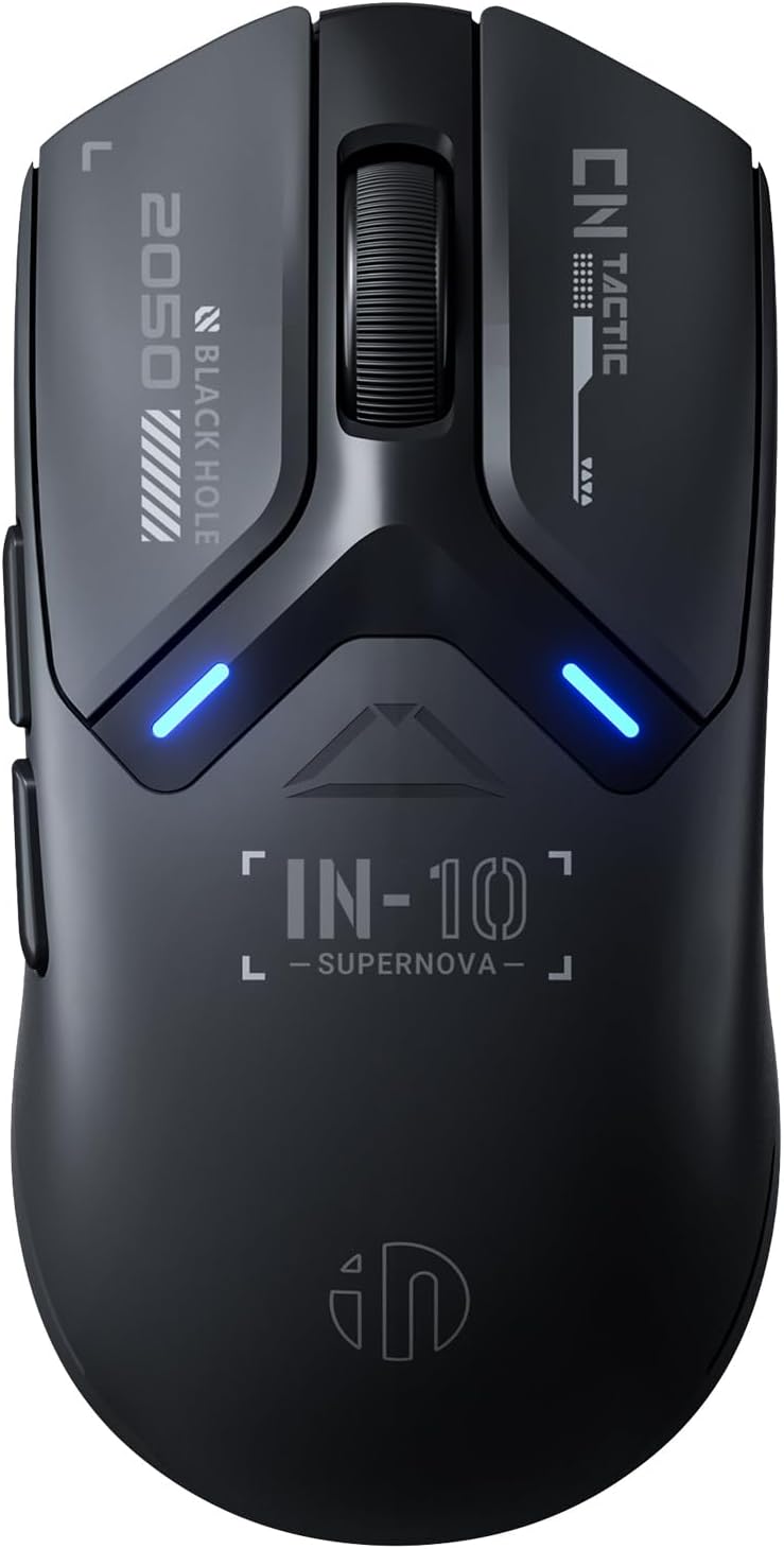 INPHIC IN10P Superlight Wireless Gaming Mouse, 60g, 8K Polling Rate, 26,000 DPI, Tri-Mode, PAW3395 Sensor, Fully Programmable