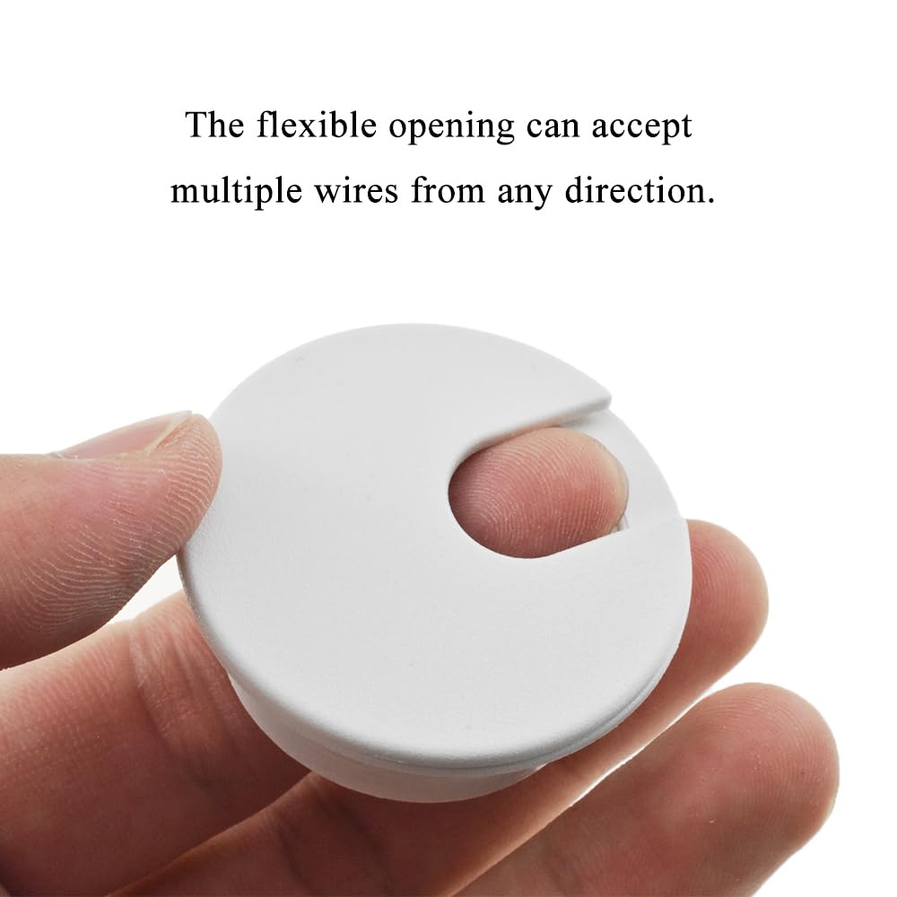 HAHIYO 2Pcs 1.38Inch/35mm White ABS Plastic U-Shaped Desk Grommet Wire Grommet Cable Management Cord Hole Cover Desk Wire Hole Insert Wire Organizer for Computer Office Home School Equipment Systems