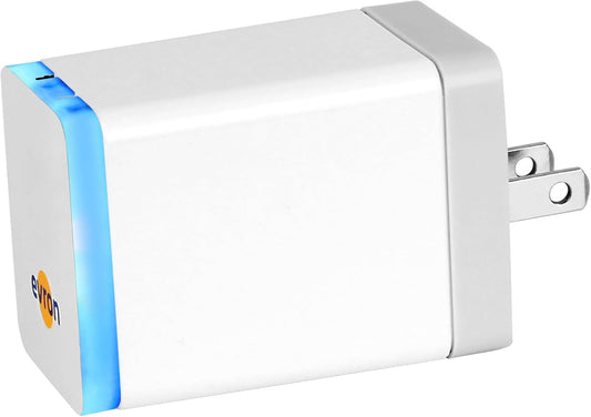 evron Plug-In Air Ionizer for Home & Travel, 20 Million Negative Ions/sec, Compact & Foldable Prongs, No Filter Needed, Quiet Odor Eliminator for Room, Pet, Bathroom, Hotel (Blue light 1 Pack)