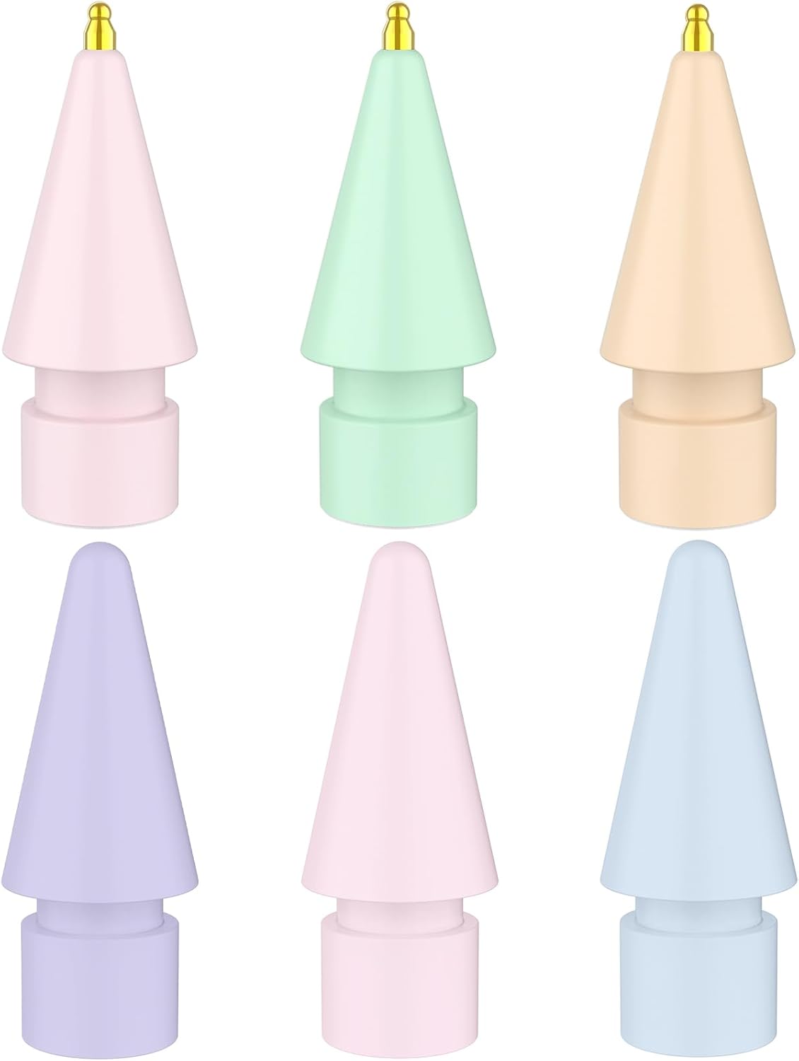 6 Pack Fine Point Replacement Tips Compatible with Apple Pencil 2nd Generation, Apple Pencil 1st Generation & Apple Pencil USB-C Colorful Nibs (Original/Pink/Green/Yellow)