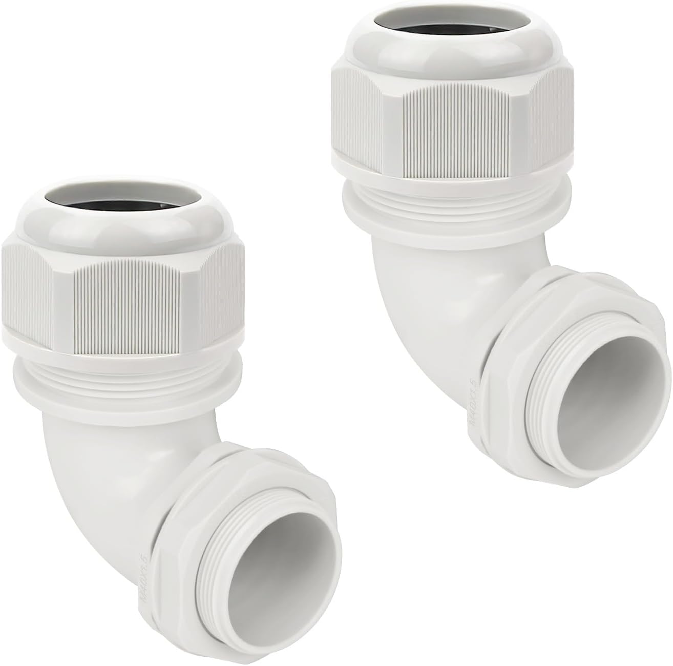 LeMotech M40 Cable Gland, 90 Degree Adjustable 26-33mm Cable Range Strain Relief, Cord Connectors Nylon Joints with Gaskets, 2 Pcs, Grey