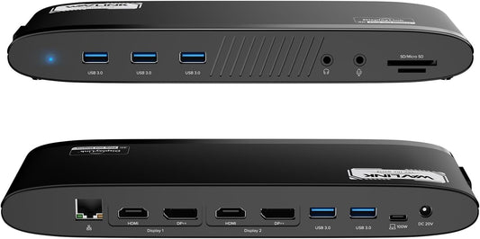 WAVLINK DisplayLink Docking Station Dual 5K, USB-C Dock for Mac M1/M2/M3/M4 & Windows, 14-in-1 with 100W Laptop Charging, 2 DP/2 HDMI 4K, SD/TF, 5 USB Ports, Ethernet, Audio